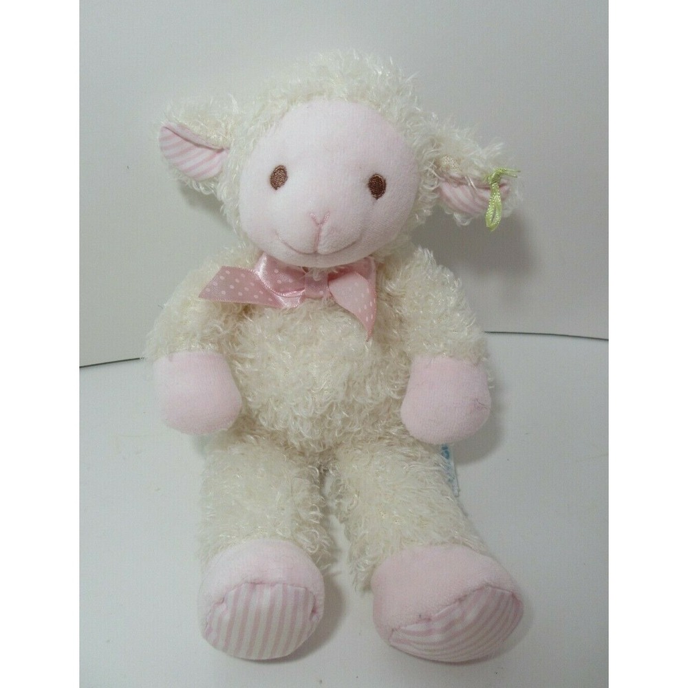 Eden Learning‎ curve lamb plush cream pink striped feet polka dot bow baby toy